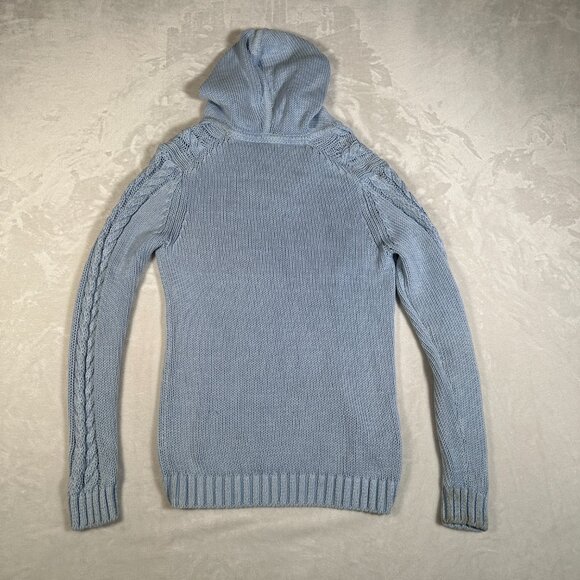 Tommy Bahama Sweater Women Size S Blue Cable Knit Pullover Hooded Long Sleeve - Picture 8 of 8
